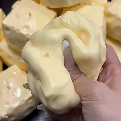 Crunchy Squishy Cheese Cube  Fidget Toy Sensory Anti-Stress Toys