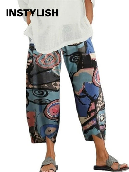 18 Solid and Patterned Cotton Linen Harem Pants, Wide Leg Trousers with Pockets