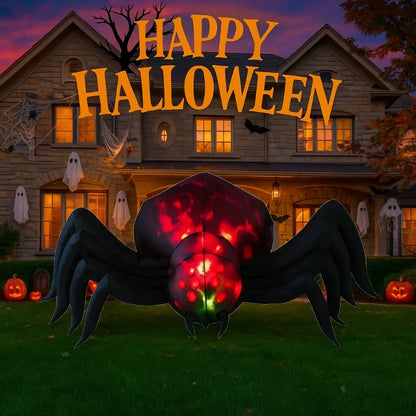 6FT Inflatable Halloween Shadowstalker Spider, Built-in LED Lights, Fan, Stakes, and Rope