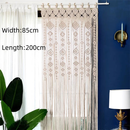 Hand-woven Macrame Cotton Tapestry Curtain, Wall Hanging Art Tapestry, Boho Decoration, Bohemian Wedding Backdrop Tapestry