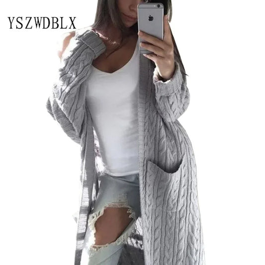 Grey, Pink, Yellow, and White Long Thick Cotton Cardigans