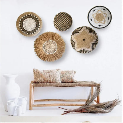 Boho Hand Woven Wall Basket Hanging, Decorative, Rustic, and unique in any room