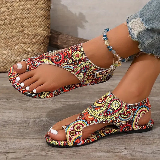 Comfortable flat Boho Romanesque Shoes , Easy attach velcro