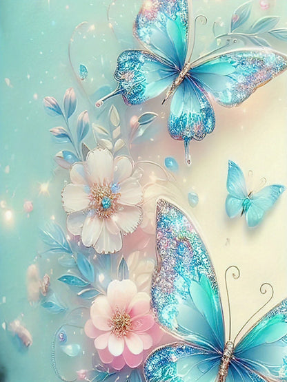 Women's Tee-shirt Shimmering Butterfly & Floral Graphic, Casual Pastel Garden Design