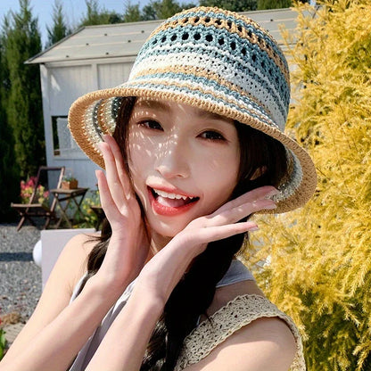 Bohemian Hand-Woven Macrame Beach Bucket Hat. Comes in 5 Colors