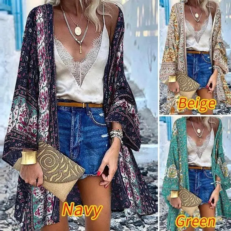 Women's Boho Blouse Cardigan Top, Casual Cover-Up in 12 designs
