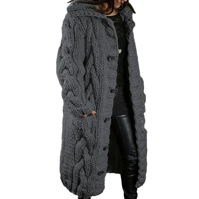 15 Colors, Oversized S-5XL Women Loose Knitted Sweaters, Thick Long Sleeve, Pocket, Buttons