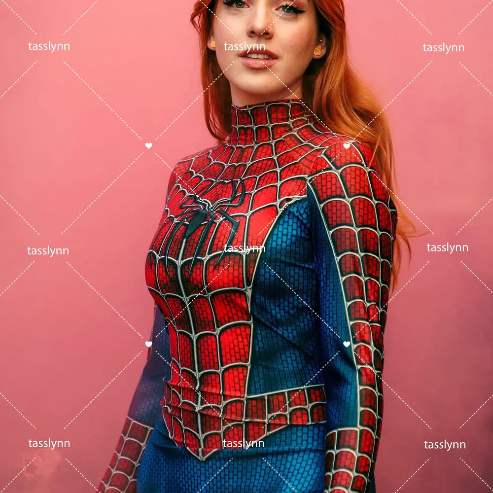 Sizes to 3XL--Spandex Spiderwoman Suit