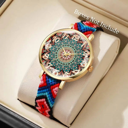 Vintage Woven Strap Ladies Quartz Wristwatch （Without Box）