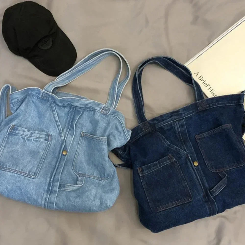 Denim Shoulder Bags for Women Casual Jeans Bags Designer Tote Crosbody Luxury Handbags Denim Shopping Bag Bolsos Para Mujer 2024