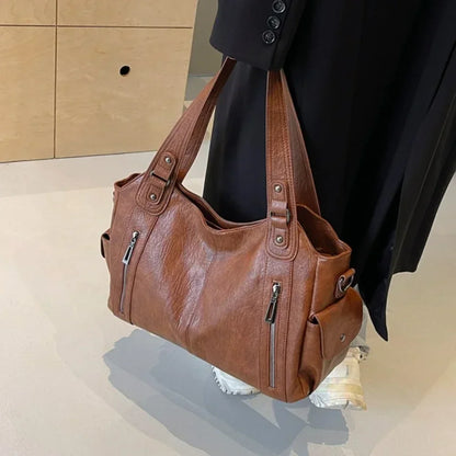 Soft Interior Compartment Shoulder Bag With Zipper Handbags in 3 colors