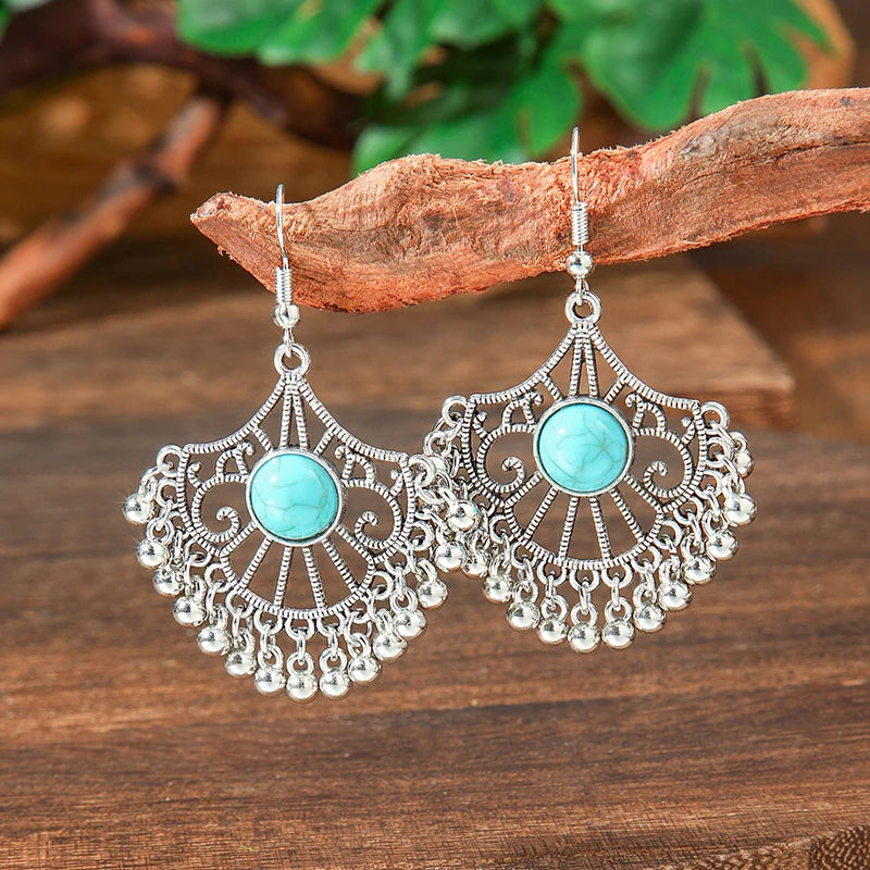 Vintage Tibetan Silver Geometric Turquoise Drop Dangle Earrings. 34 Variations