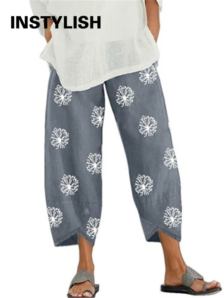 18 Solid and Patterned Cotton Linen Harem Pants, Wide Leg Trousers with Pockets