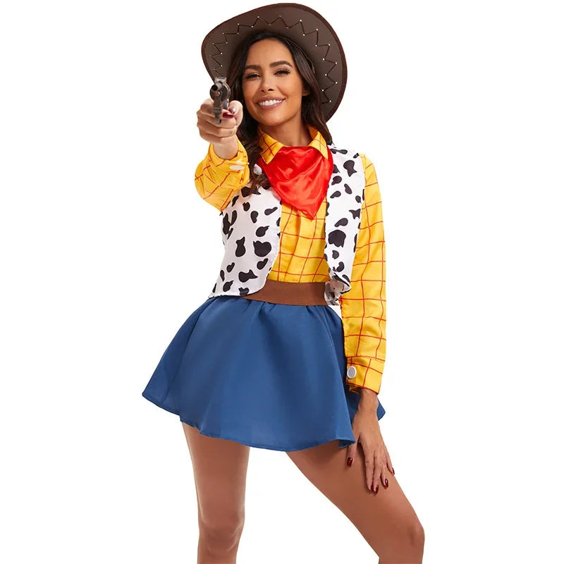 Halloween Woody Costume Matching Couple Cosplay Woody the Sheriff and Girl Friend