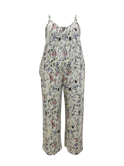 Sizes to 5XL, Casual Sleeveless, Wide-Legged One Piece Jumpsuit with Pockets,