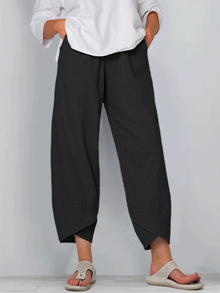 18 Solid and Patterned Cotton Linen Harem Pants, Wide Leg Trousers with Pockets