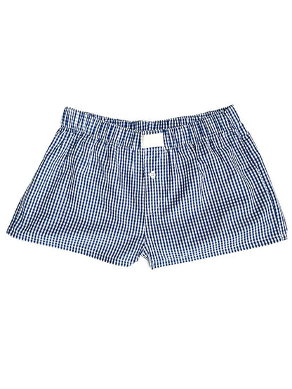 Retro Plaid Print Elastic Low Waist Button Front Loose Boxers