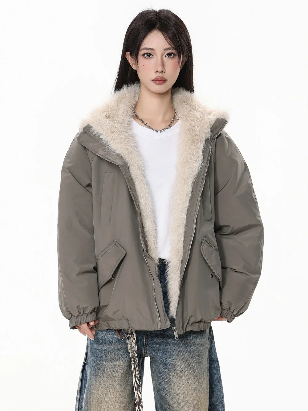 Lightweight Down Puffer Jacket with Pockets and  Luxury Padding for Warmth. Also comes in Black