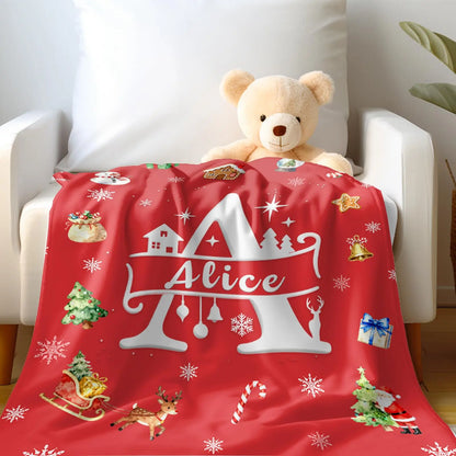 Personalized Christmas Blanket Customized Name Great Stocking Stuffer. 7 colors
