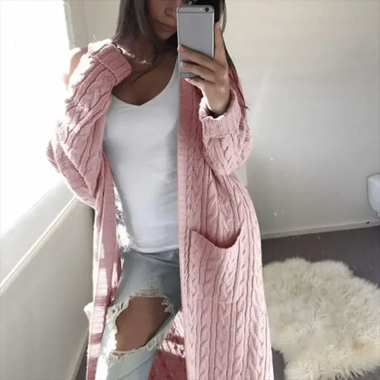 Grey, Pink, Yellow, and White Long Thick Cotton Cardigans