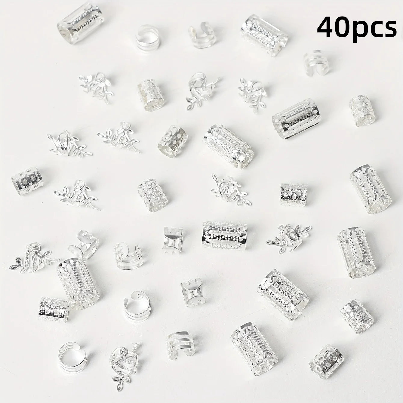 40Pieces Hollowed Out Hair Rings  (Can also be used as Ear Cuffs)