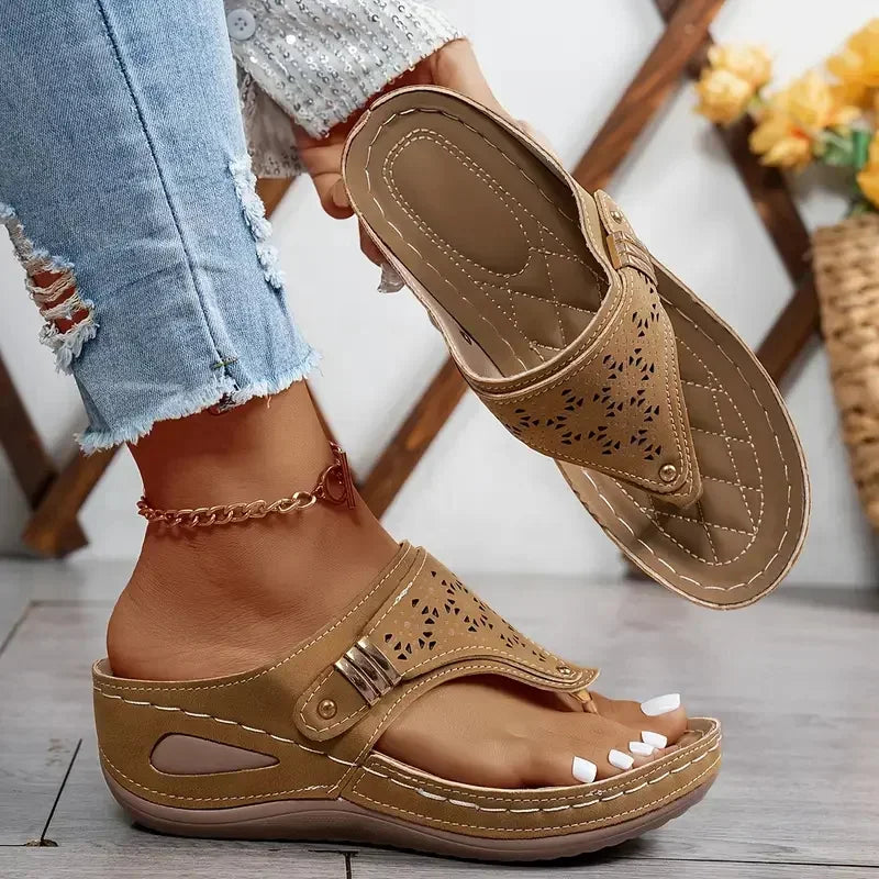Summer Wedge Sandals Open Toe Flip Flop Fashion, Casual Slip on Platform Sandals, Slides