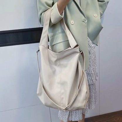 Retro Tote Bag, Casual, Large Capacity, Shoulder Crossbody Bag, Faux Leather in Green, Tan, and Black