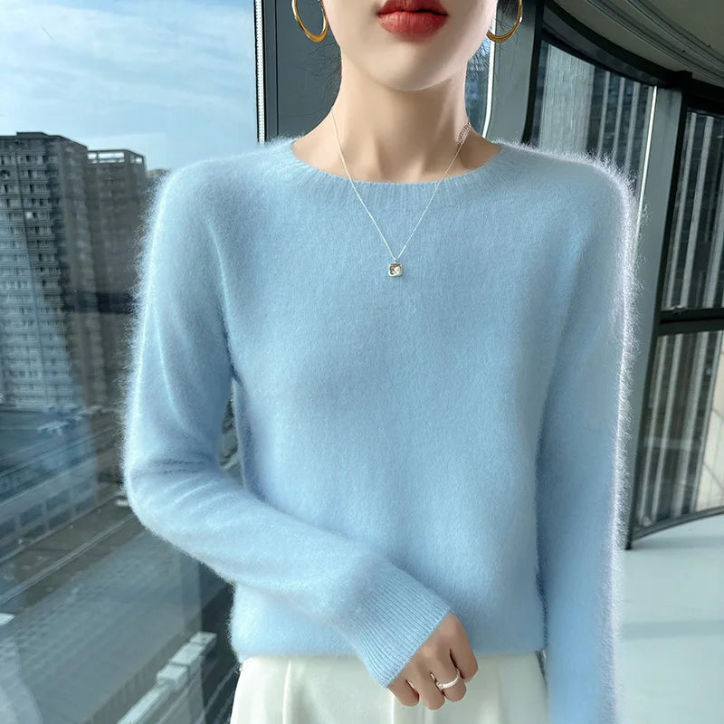 Basic Soft Knit Pullover Sweater, Round Neck, Long Sleeve, 12 colors with some sizes to 3XL