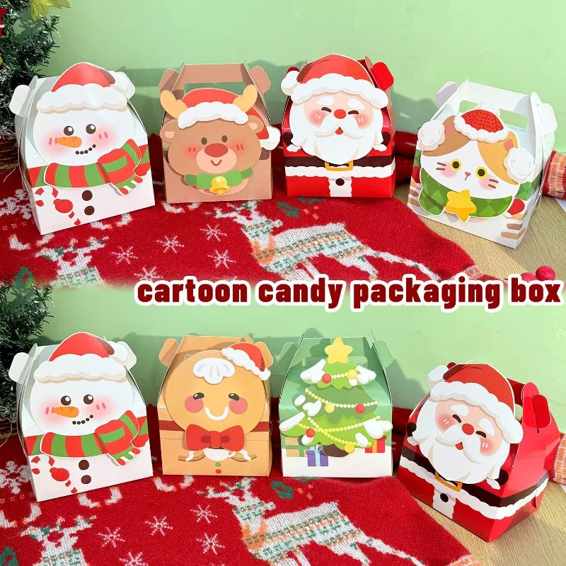 Christmas Square Cardstock Gift Bags, Sturdy Reusable