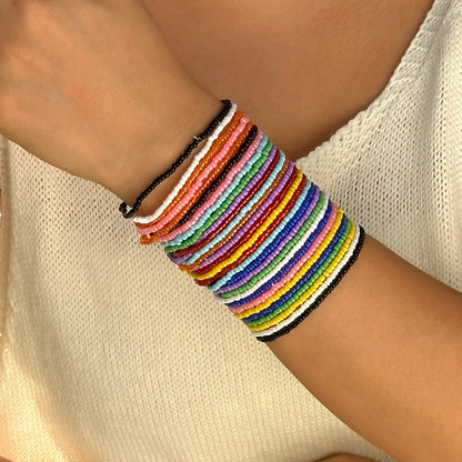 Bohemian Style Beaded Bracelets Set, Colorful Beads, Stretchy Strand Chain, Stacked Bracelets