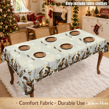 Christmas Nativity Tablecloth in 13 Designs (sizes and shapes listed at end)
