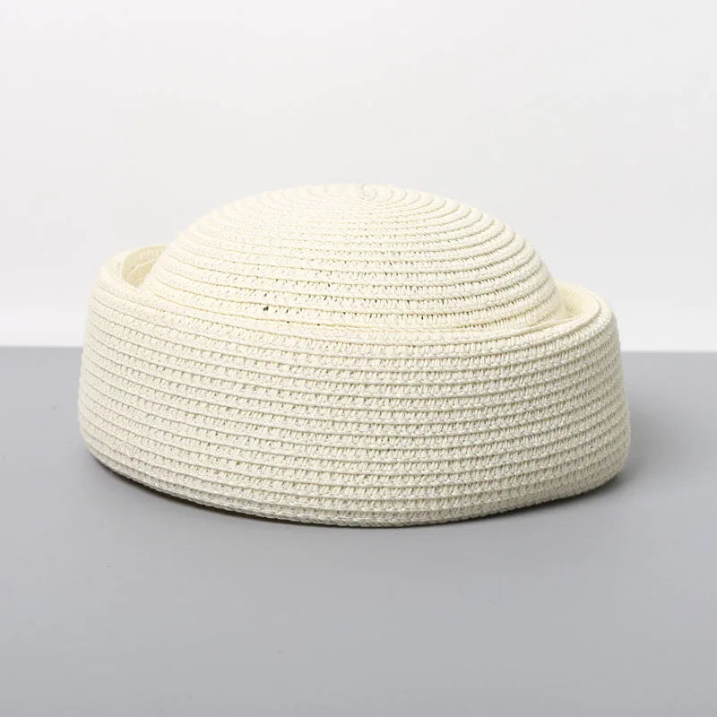 Straw Pillbox Hat  in 4 colors