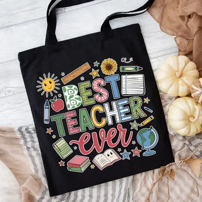Retro Teacher Canvas Tote Bag "JOY! TEACHERS Change The World" A GREAT GIFT BAG TO PUT YOUR TEACHER'S GIFT IN!!!