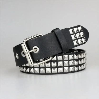 PU Leather Belt Riveted with Metal PyramidsPU.   Available to buy in quantities of 3, 5, or 10 belts for resale