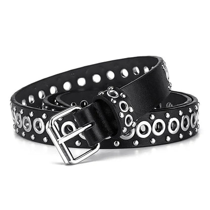 Punk Street Trend Circle Riveted Circles Thin Belt  In 7 Colors. 1.1 Inches wide and 43 Inches Long