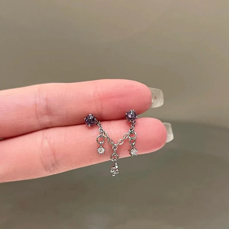 1 PC Pierced ear chain connecting 2 interesting earrings. Punk Jewelry