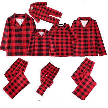 Christmas Family Pajamas Plaid Print Mother Father Kids Matching Full Sleeve, Button Shirt, Child's Set or Gown