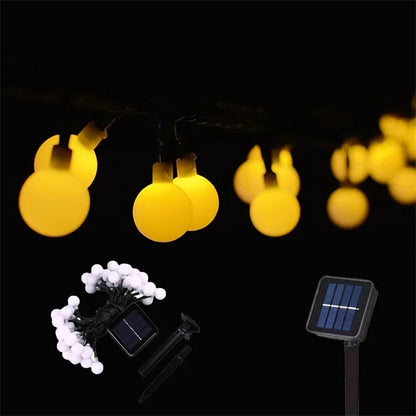 Frosted Globe Solar String Lights 100 LED IP65 Outdoor Fairy Lights