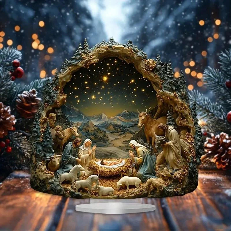 Christmas Nativity Flat Acrylic Table Centerpiece, 8 Designs