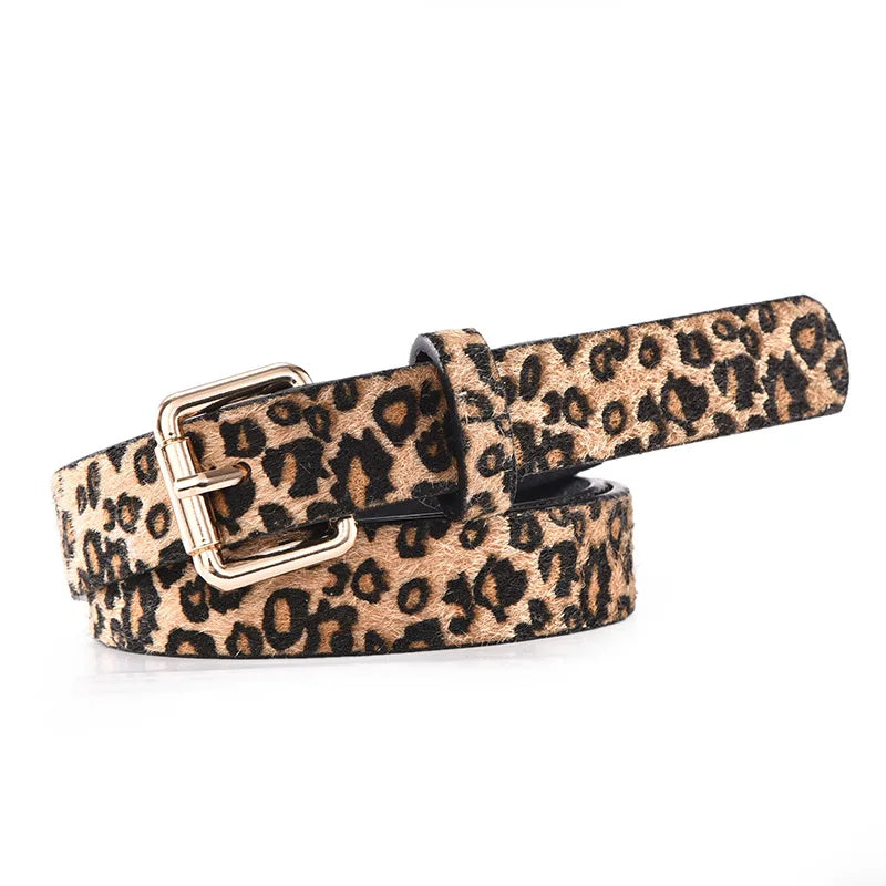 Customized PU Leather Leopard Snake Print Narrow Belt