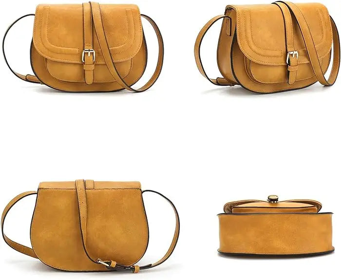 Boho Crossbody Bags, Saddle Shoulder Purse, Faux Leather Strap. In 7 Colors
