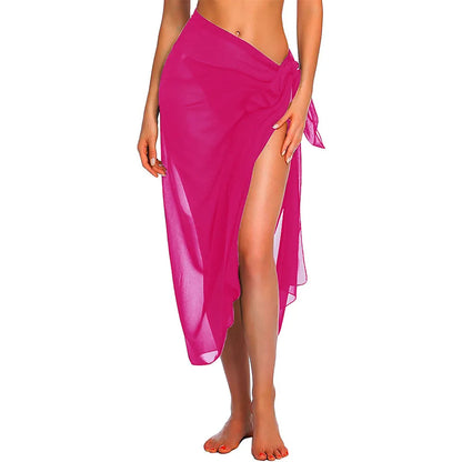 Side Tie Sarong Coverups Sheer Skirt Scarf Cover-Up