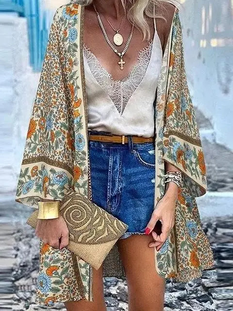 Women's Boho Blouse Cardigan Top, Casual Cover-Up in 12 designs