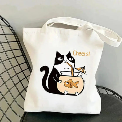 Life Is Better with Cats Canvas Tote Bag, Handbag. USE THIS AS THE GIFT OR TO HOLD THE GIFT---WHY USE PAPER?