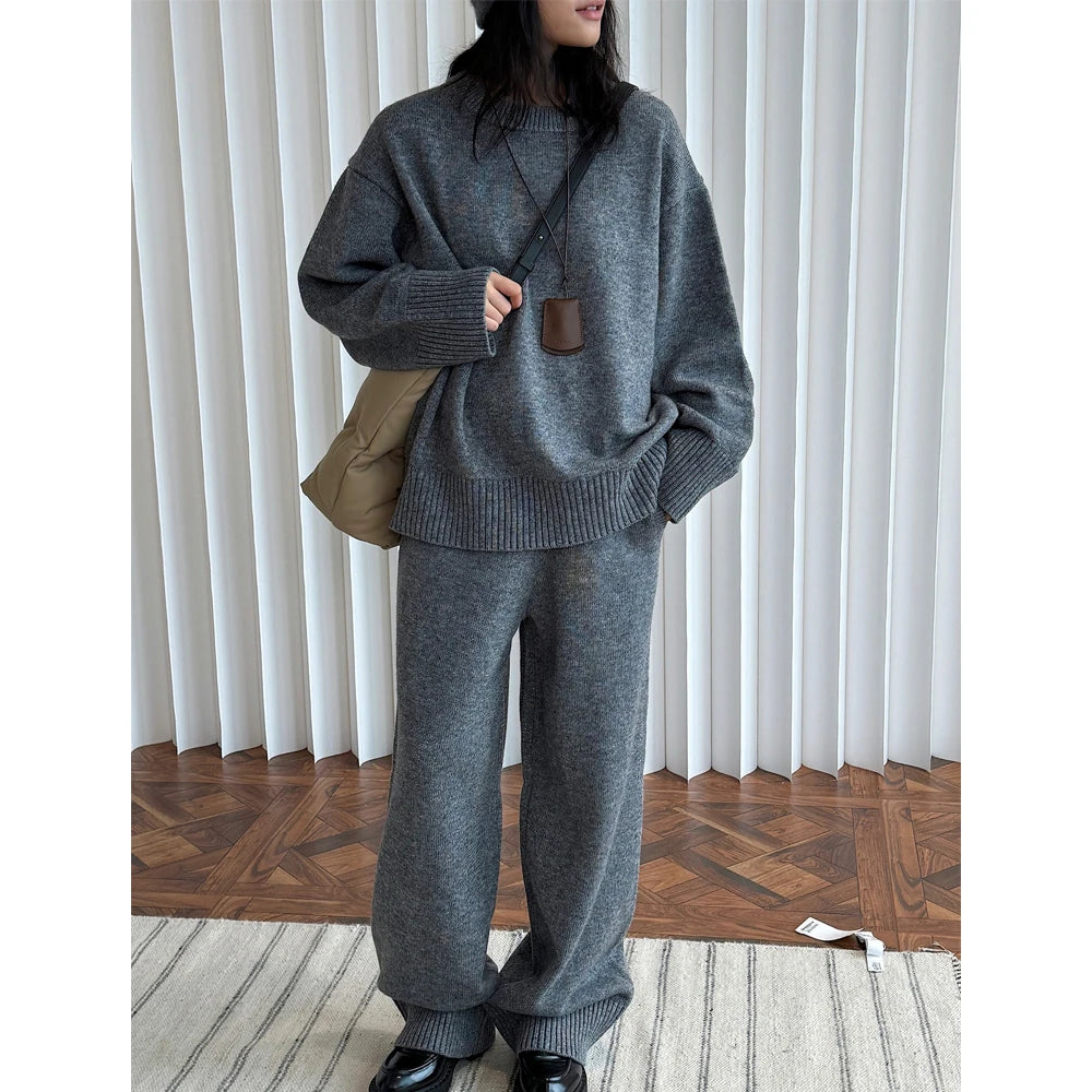 Sweater Suits, High Quality, 50% Wool Pullover With Knitted Pants