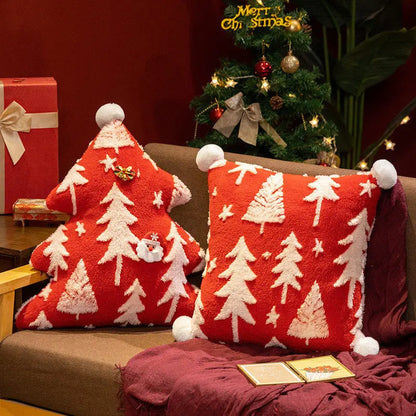 Christmas Tree Stuffed Throw Pillow or  Square, Tree Printed Pillows