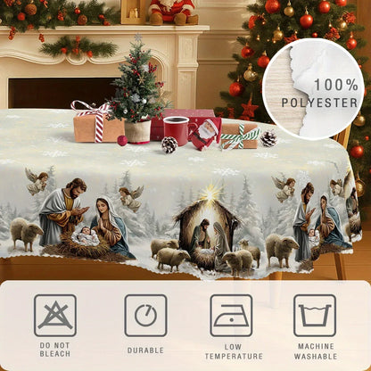 Christmas Nativity Tablecloth in 13 Designs (sizes and shapes listed at end)