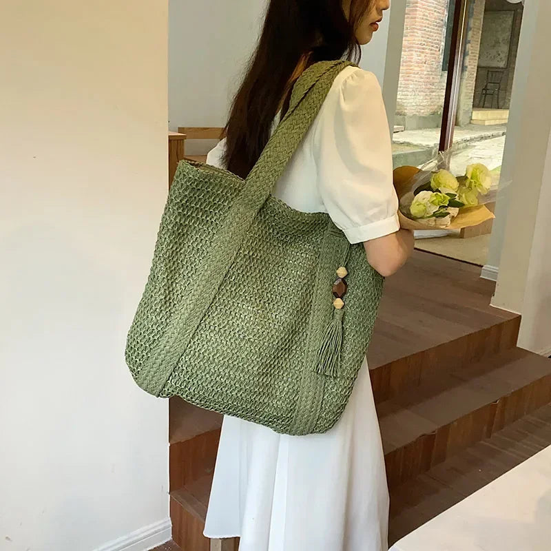 Retro Large Capacity Straw Tote Bag