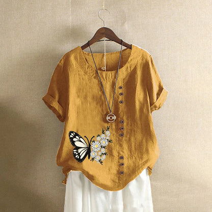 Sizes to 5XL Cotton Linen Vintage T-shirt Casual Loose Long Shirts with rolled sleeves.