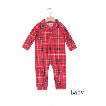 Family Christmas Pajamas Matching Sets Adult And Kids Red Plaid Button Shirts Tops+Pants Baby Romper Dog Pajamas too!!